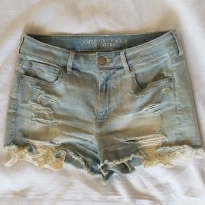 American Eagle Hi rise shortie Jean shorts size 10